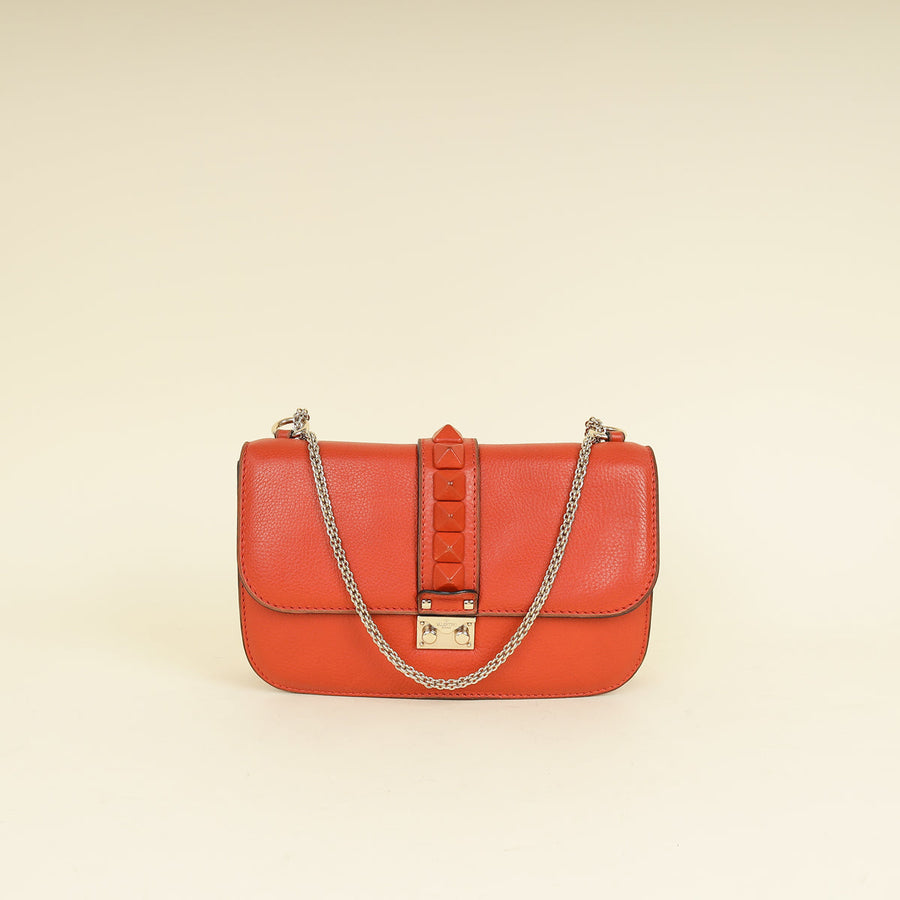 Valentino Rust Glam Lock Medium Shoulder Bag