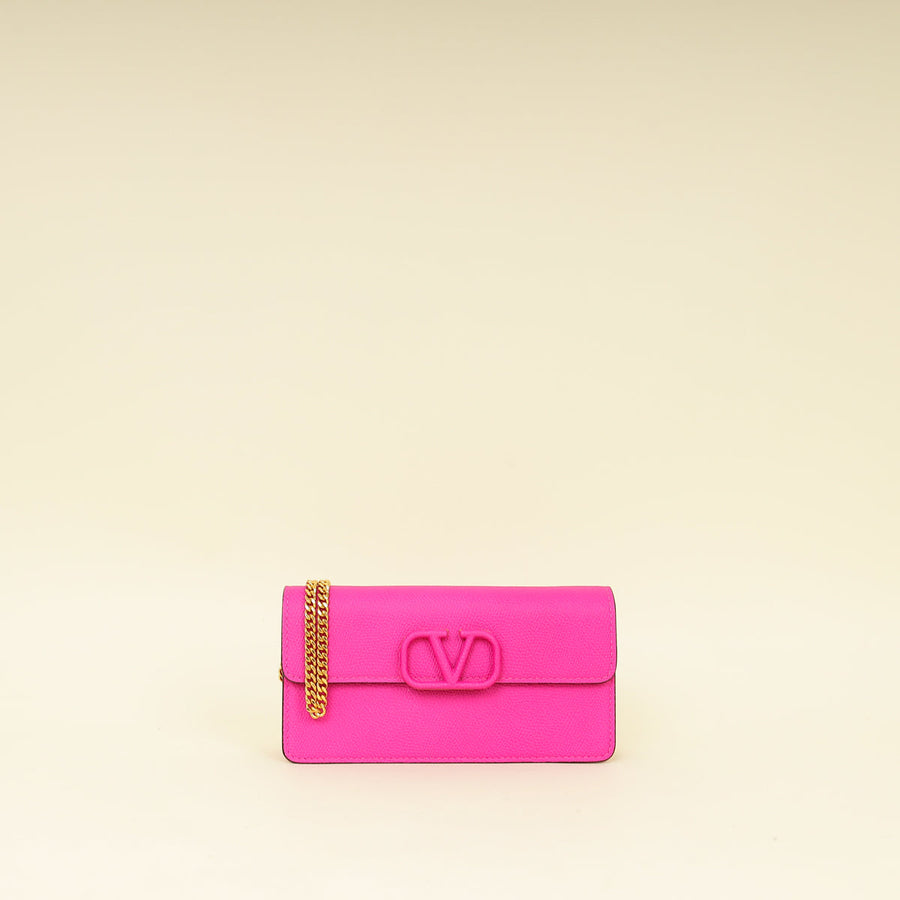 Valentino Fuchsia VLogo Signature Wallet on Chain