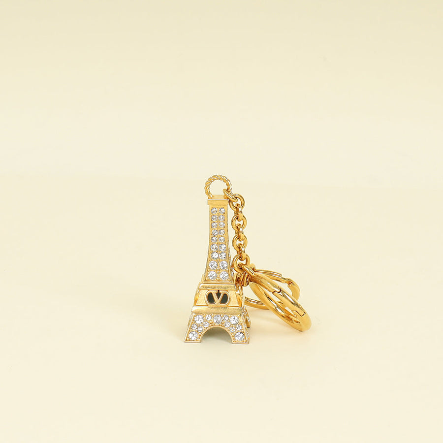 Valentino Gold Chez Valentino Bag Charm With Key Ring