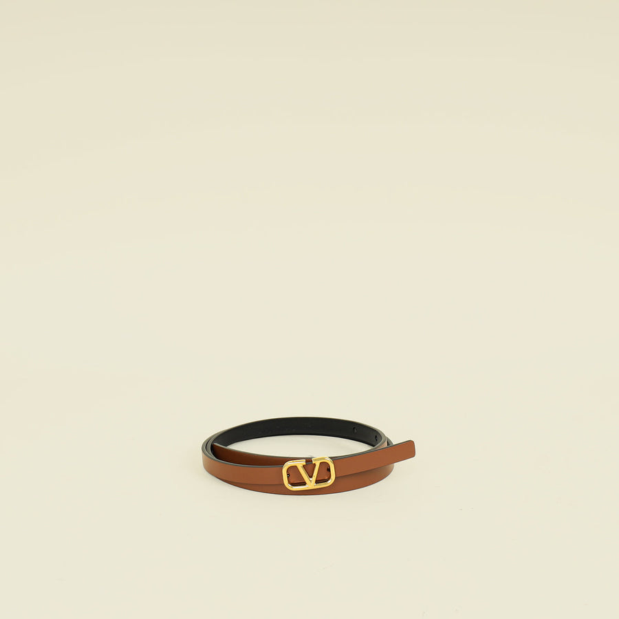 Valentino Bicolor VLogo Buckle Reversible Slim Belt 26