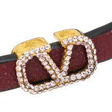 Valentino Burgundy VLogo Signature Strass Leather Bracelet