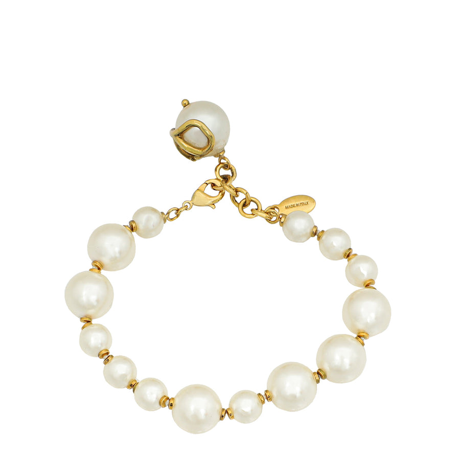 Valentino White VLogo Signature Pearl Bracelet