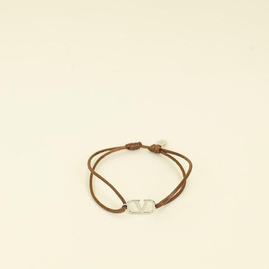 Valentino Brown Vlogo Cord Bracelet