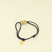 Valentino Navy Blue Vlogo Crystal Cord Bracelet