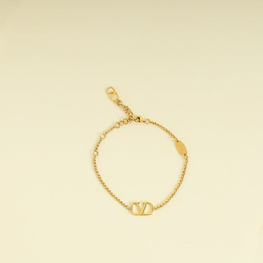 Valentino Gold Tone Vlogo Signature Metal Bracelet