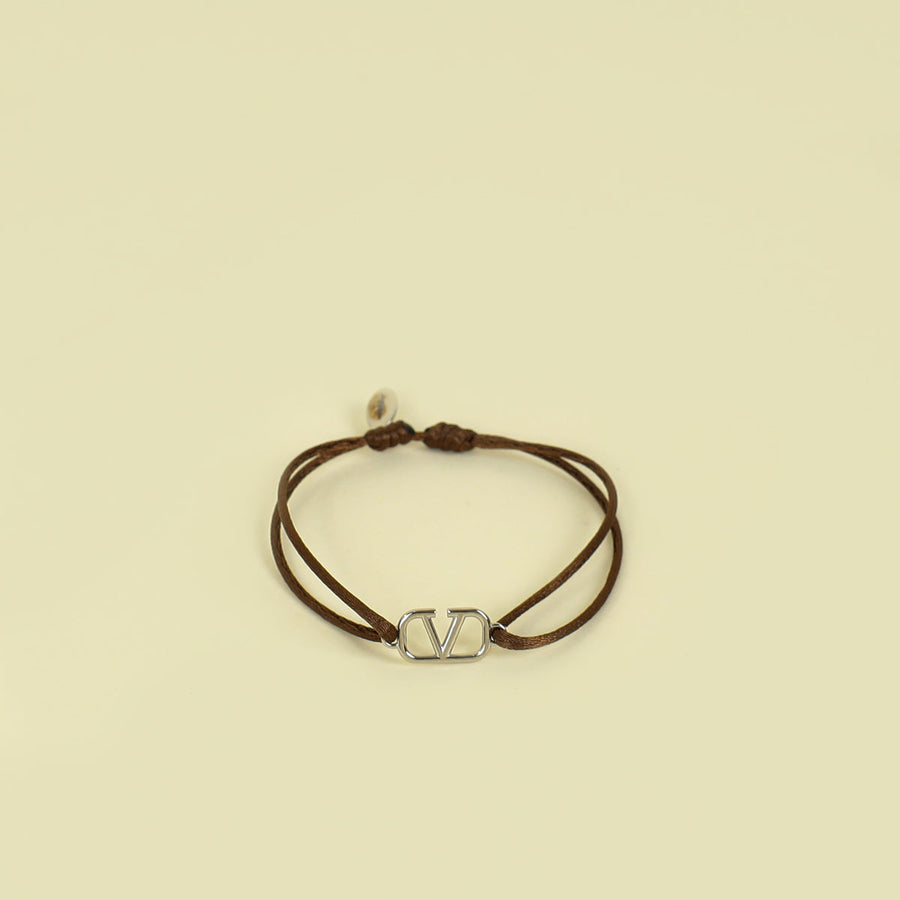 Valentino Brown Vlogo Cord Bracelet