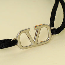 Valentino Black Vlogo Cord Bracelet