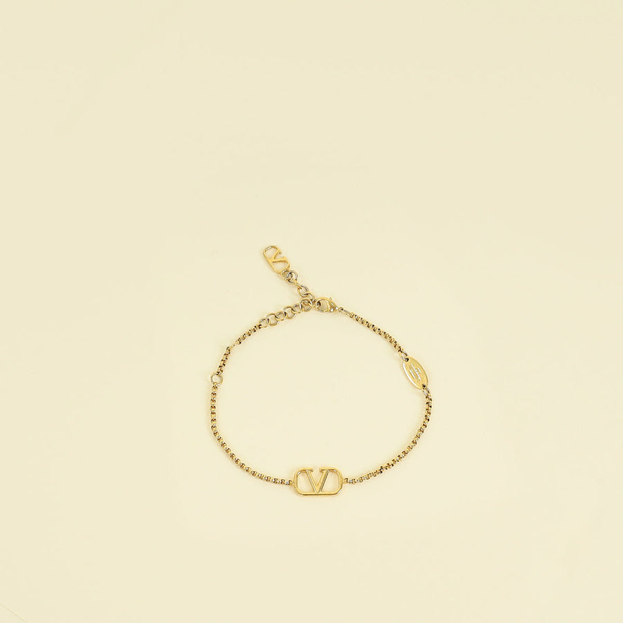 Valentino Gold Tone Vlogo Signature Metal Bracelet