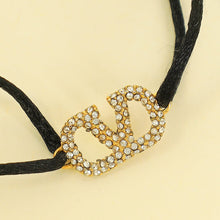 Valentino Black Vlogo Crystal Cord Bracelet