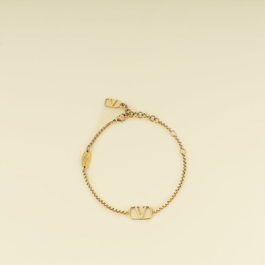 Valentino Gold Tone Vlogo Chain Bracelet