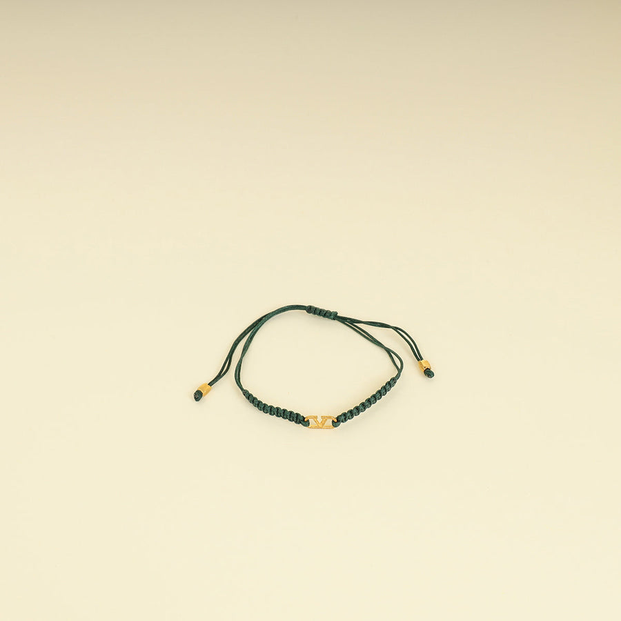 Valentino Gold VLogo Braided Cord Bracelet