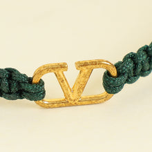 Valentino Gold VLogo Braided Cord Bracelet