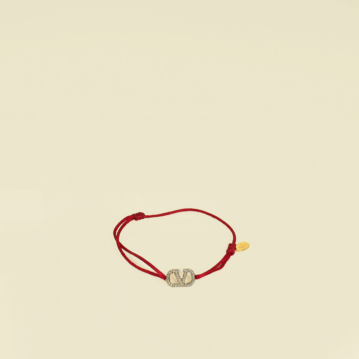 Valentino Red Vlogo Crystal Cord Bracelet