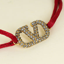 Valentino Red Vlogo Crystal Cord Bracelet