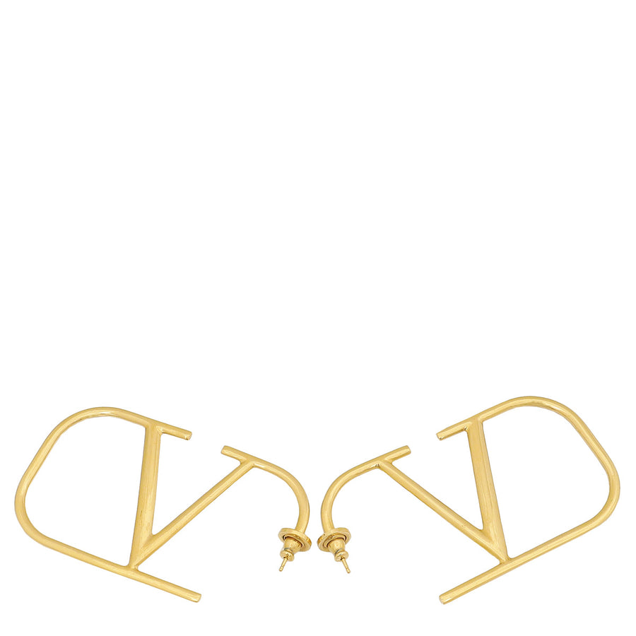 Valentino Gold Finish VLogo Signature Earrings
