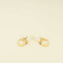 Valentino Gold Vlogo Pearl Drop Hoop Earrings