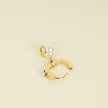Valentino Gold Vlogo Pearl Drop Hoop Earrings
