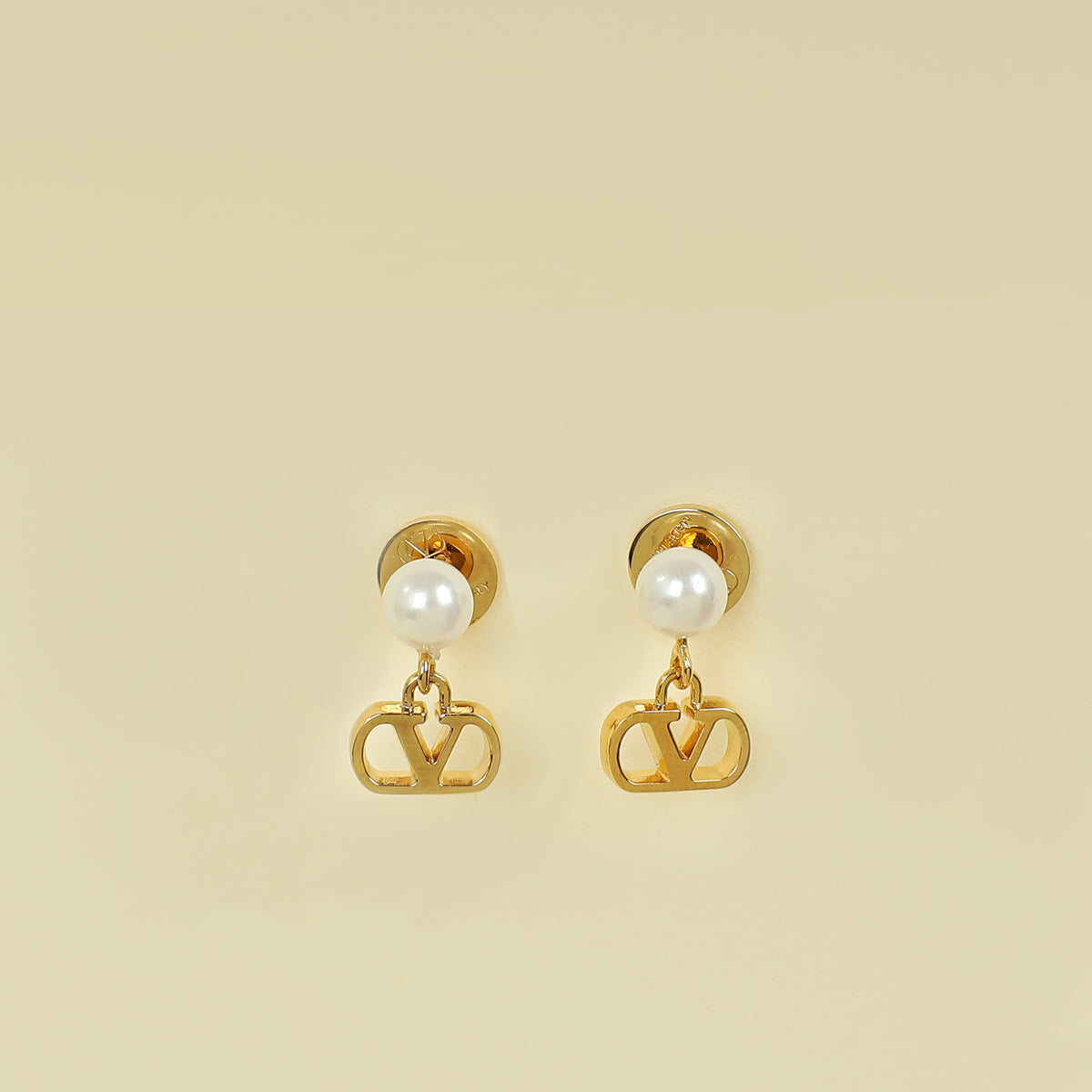 Valentino Gold VLOGO Signature Metal and Pearl Earrings