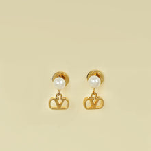 Valentino Gold VLOGO Signature Metal and Pearl Earrings