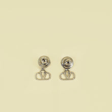Valentino Silver Tone Vlogo Drop Earrings