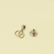 Valentino Silver Tone Vlogo Drop Earrings