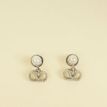Valentino Silver Vlogo Crystal And Pearl Earrings