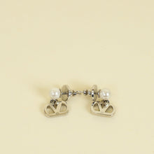 Valentino Silver Vlogo Crystal And Pearl Earrings
