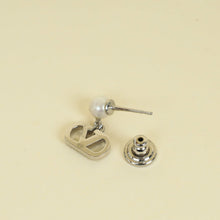 Valentino Silver Vlogo Crystal And Pearl Earrings