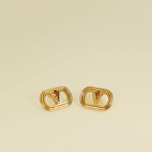 Valentino Gold Tone Ovalette VLOGO Earrings