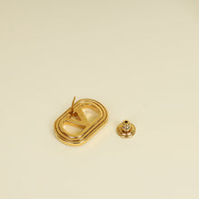 Valentino Gold Tone Ovalette VLOGO Earrings