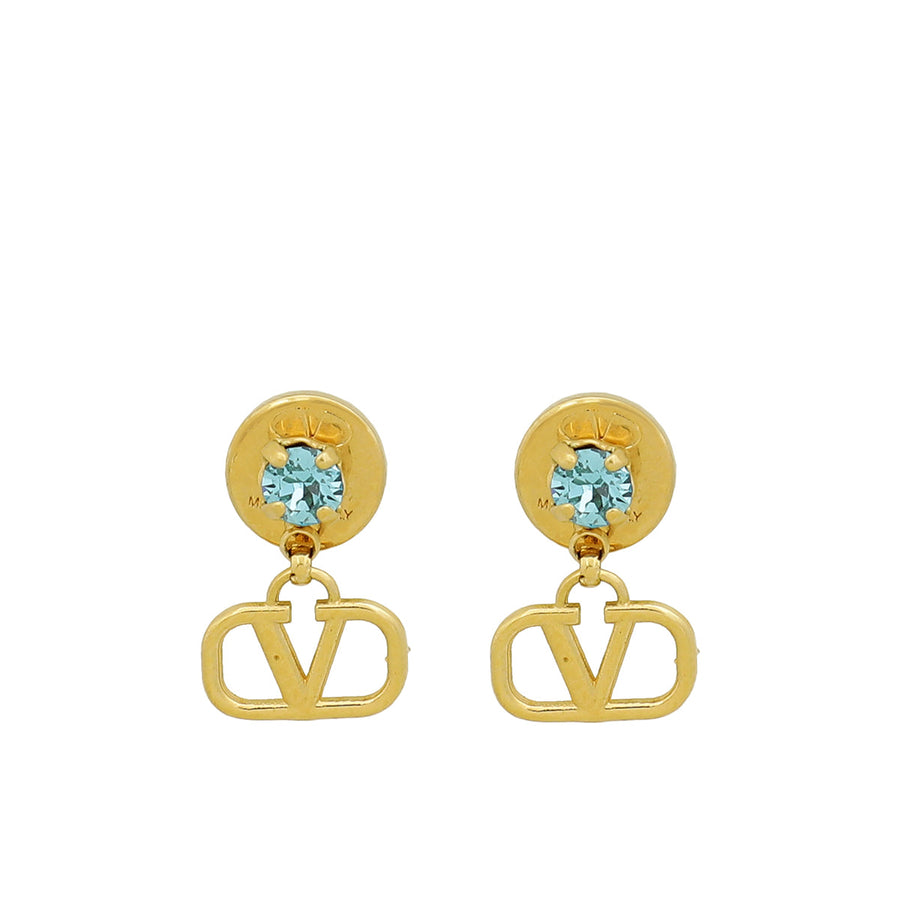 Valentino Gold Finish VLogo Signature Earrings