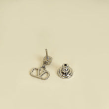 Valentino Silver VLogo w/ Crystal Stud Earrings