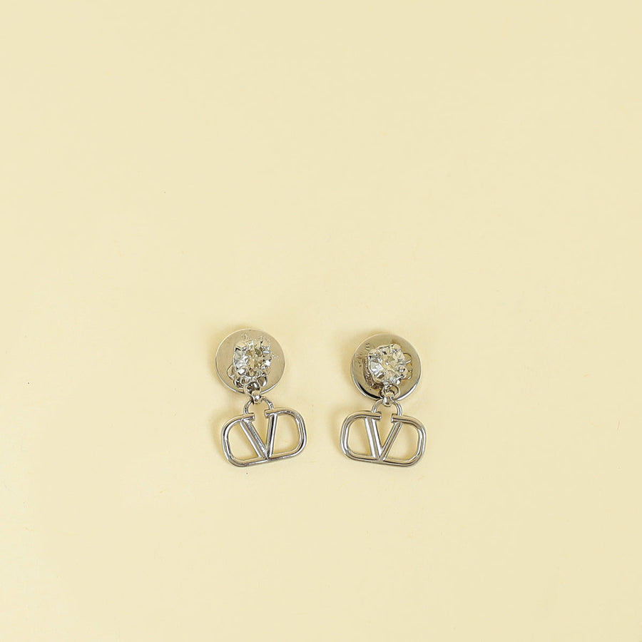 Valentino Silver Vlogo Earrings