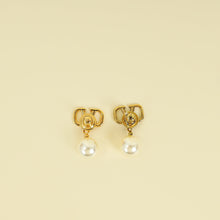 Valentino White Vlogo Pearl Drop Earrings