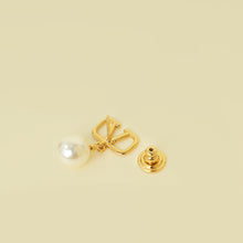 Valentino White Vlogo Pearl Drop Earrings