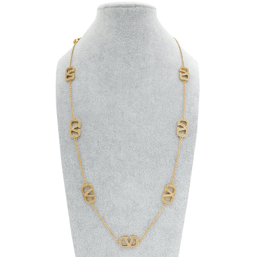 Valentino Gold Finish Vlogo Signature Necklace