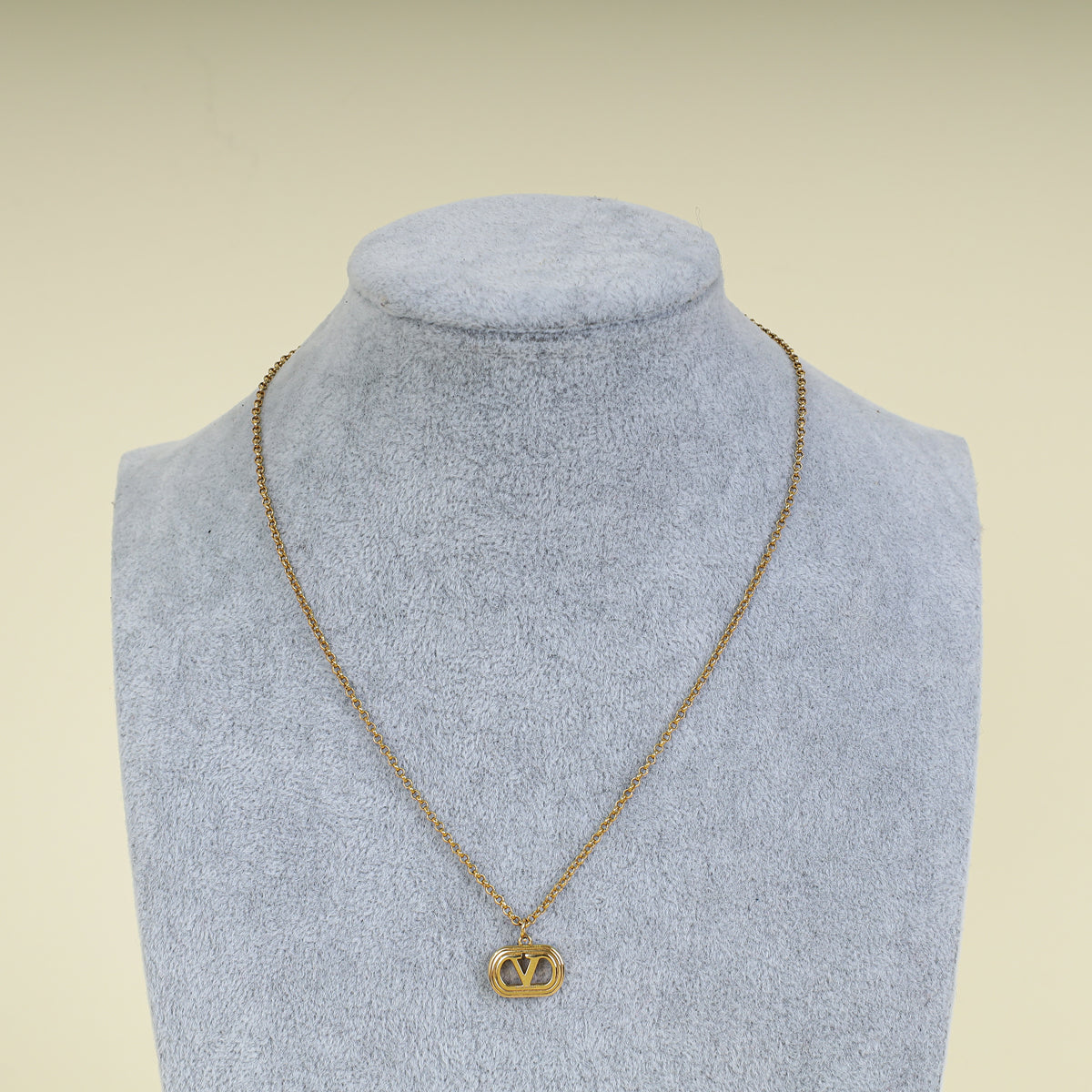 Valentino Gold Vlogo Pendant Necklace