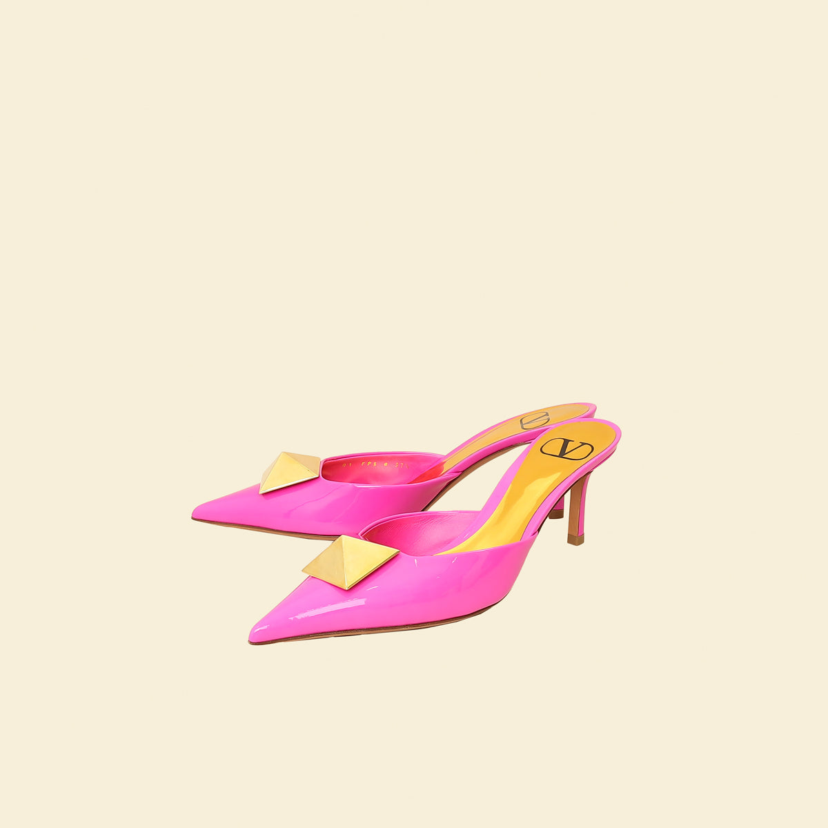 Valentino Pink One Stud Heeled 70 Mules 37.5