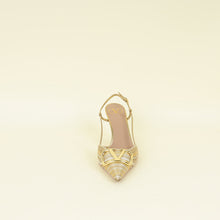 Valentino Metallic Gold Vlogo Signature Slingback Pumps With Cornely Embroidery 38.5