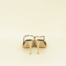 Valentino Metallic Gold Vlogo Signature Slingback Pumps With Cornely Embroidery 38.5