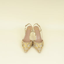 Valentino Metallic Gold Vlogo Signature Slingback Pumps With Cornely Embroidery 38.5