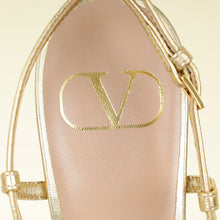 Valentino Metallic Gold Vlogo Signature Slingback Pumps With Cornely Embroidery 38.5