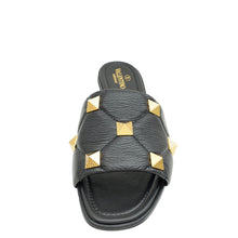 Valentino Black Roman Stud Flat Slide Sandals 41