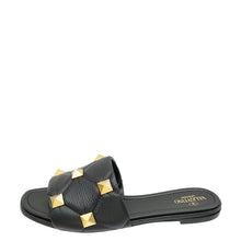Valentino Black Roman Stud Flat Slide Sandals 41