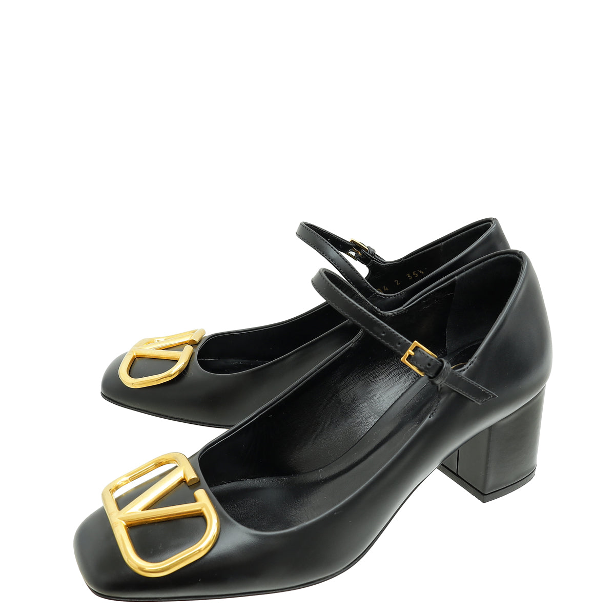 Valentino Black VLogo Mary Jane Pumps 35.5