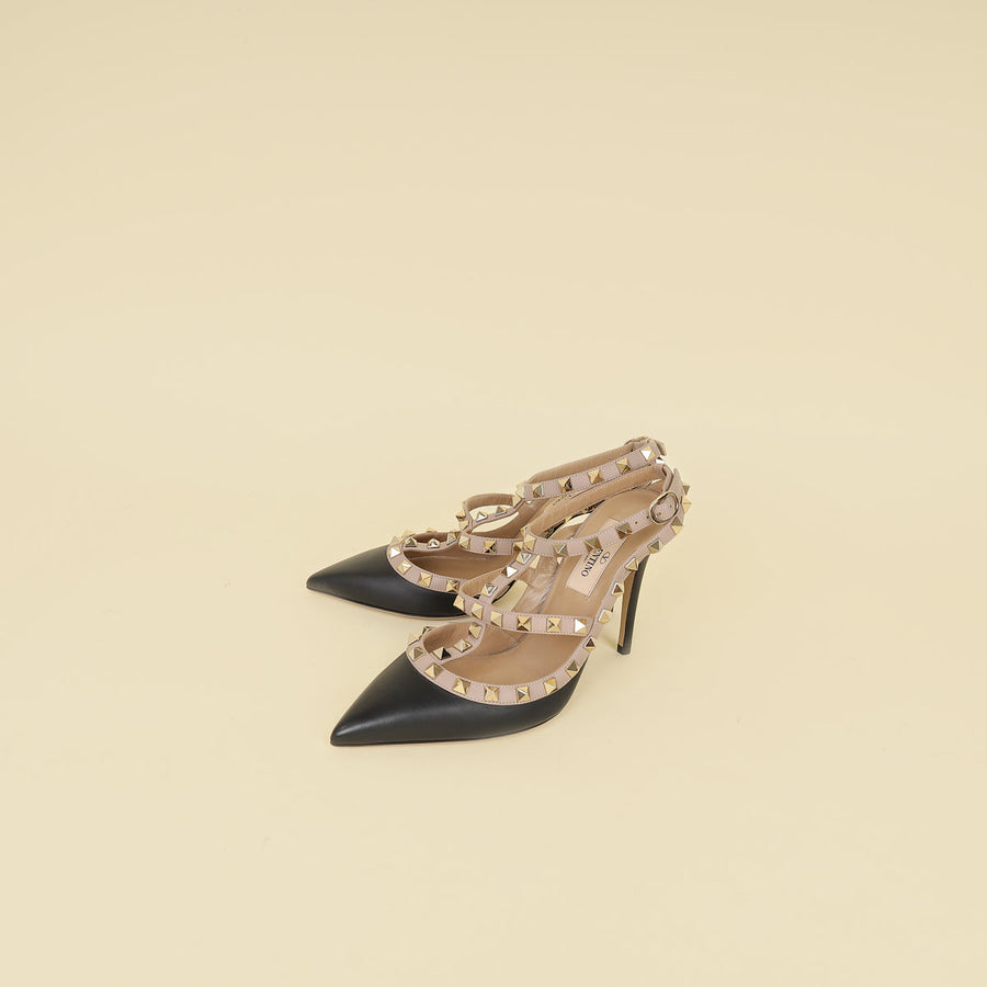 Valentino Black Rockstud Caged 100 Pumps 36
