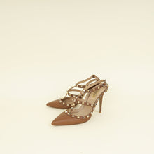 Valentino Brown Rockstud Caged Ankle Strap Pump 37.5