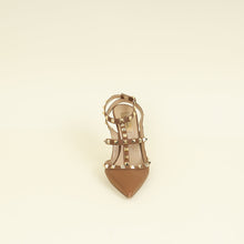 Valentino Brown Rockstud Caged Ankle Strap Pump 37.5