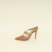 Valentino Brown Rockstud Caged Ankle Strap Pump 37.5