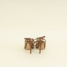 Valentino Brown Rockstud Caged Ankle Strap Pump 37.5